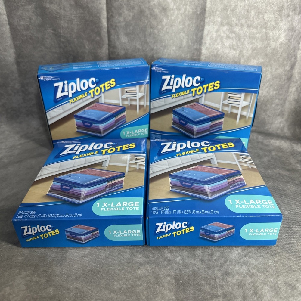 4x Ziploc XL Flexible STORAGE TOTE 10 Gallon EXTRA LARGE Heavy Duty zipper.